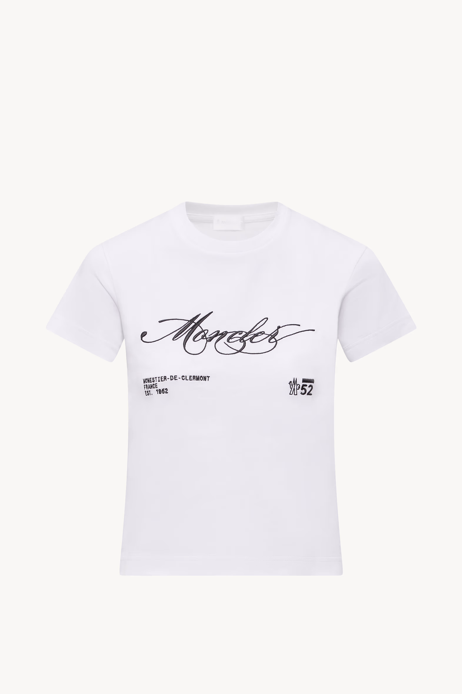 Embroidered Cursive Logo Cotton T-Shirt Women White Moncler 2
